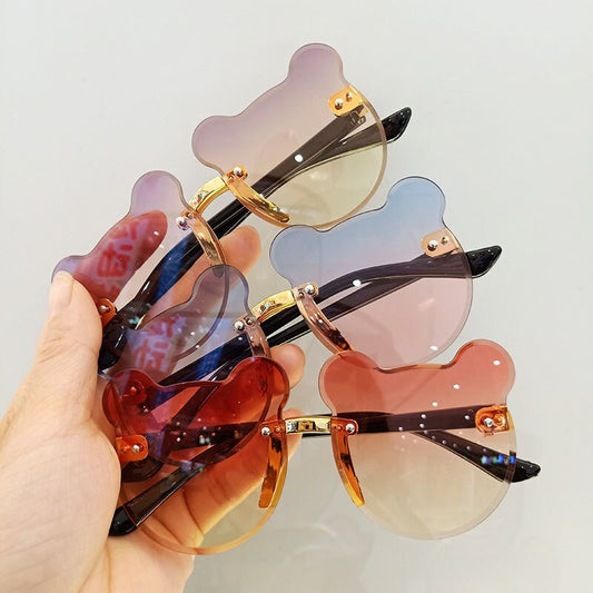 Summer Girl Boys Cute Kids Rimless Sunglasses 2023 Animal Cartoon Bear