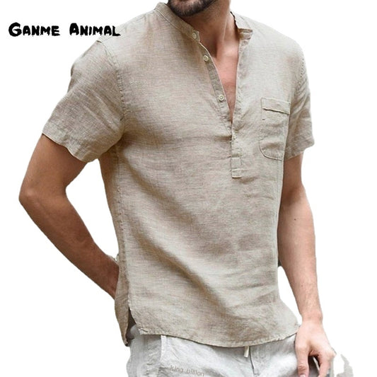 Summer Linen Cotton Men | Linen Shirt Men Casual | Cotton Linen Tee