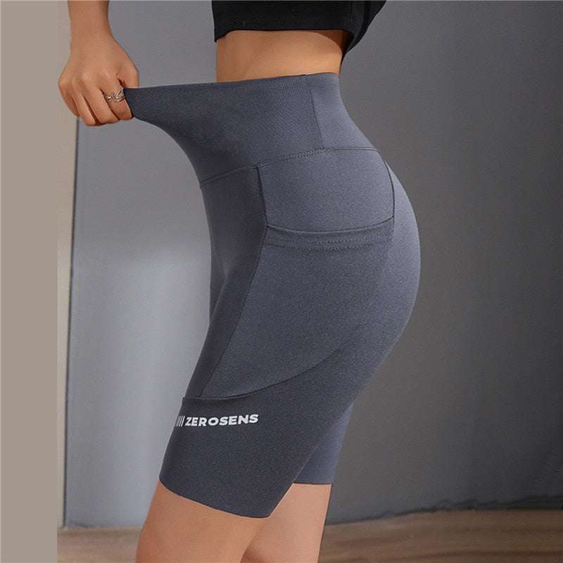 Summer Women's Cycling Shorts Stretch Letter High Waist Shorts For