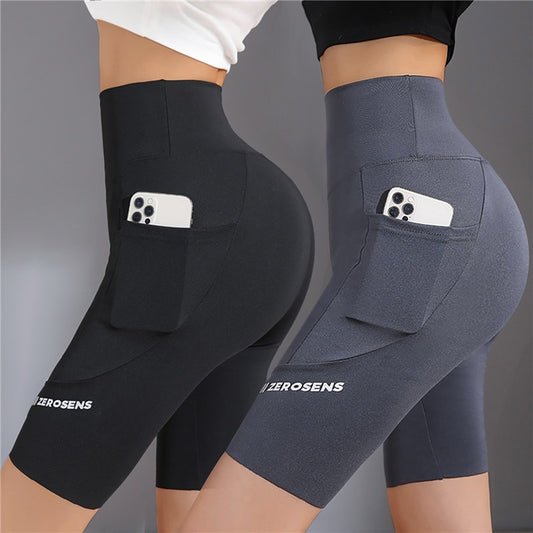 Summer Women's Cycling Shorts Stretch Letter High Waist Shorts For