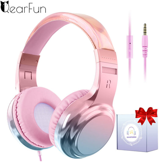 Wired headphones for Kids with Mic Adjust Headhand Stereo Headset