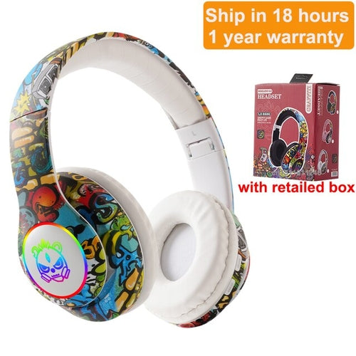 Wireless Headset Flash Light Kids Ear Headphones with Mic Bluetooth
