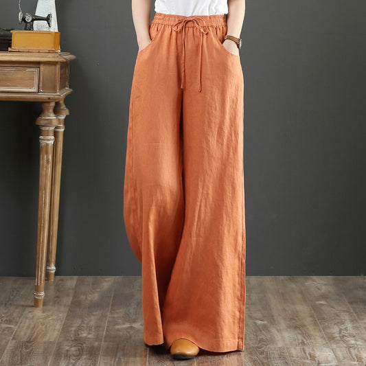 Women Cotton Linen Pants Korean Fashion Summer Cotton High Waist