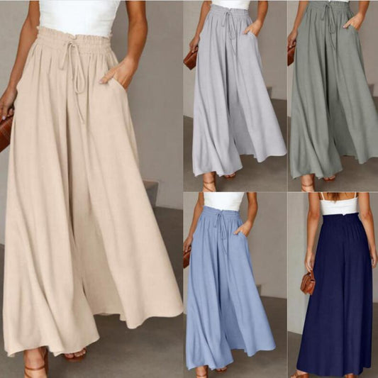 Women's Wide Leg Pants 2023 Summer New Fashion Elegant  Elastic Belt